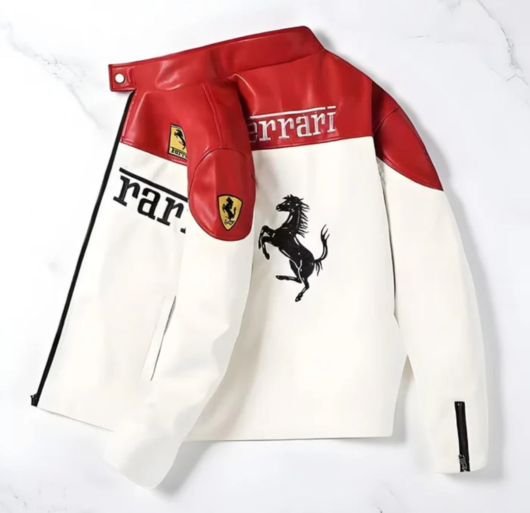 F1 White Special Leather Jacket