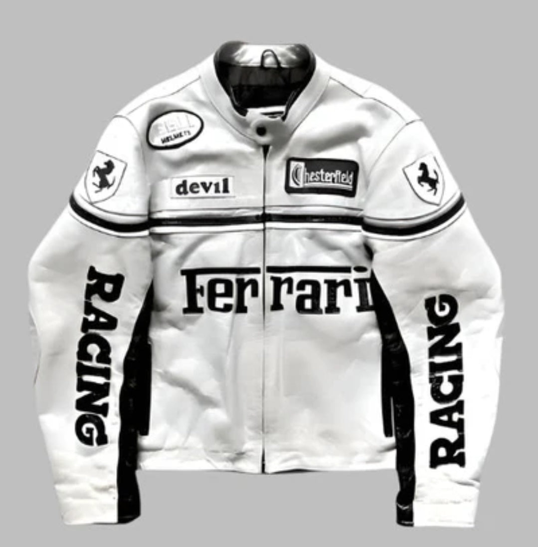F1 White Special Leather Jacket