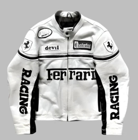F1 White Special Leather Jacket
