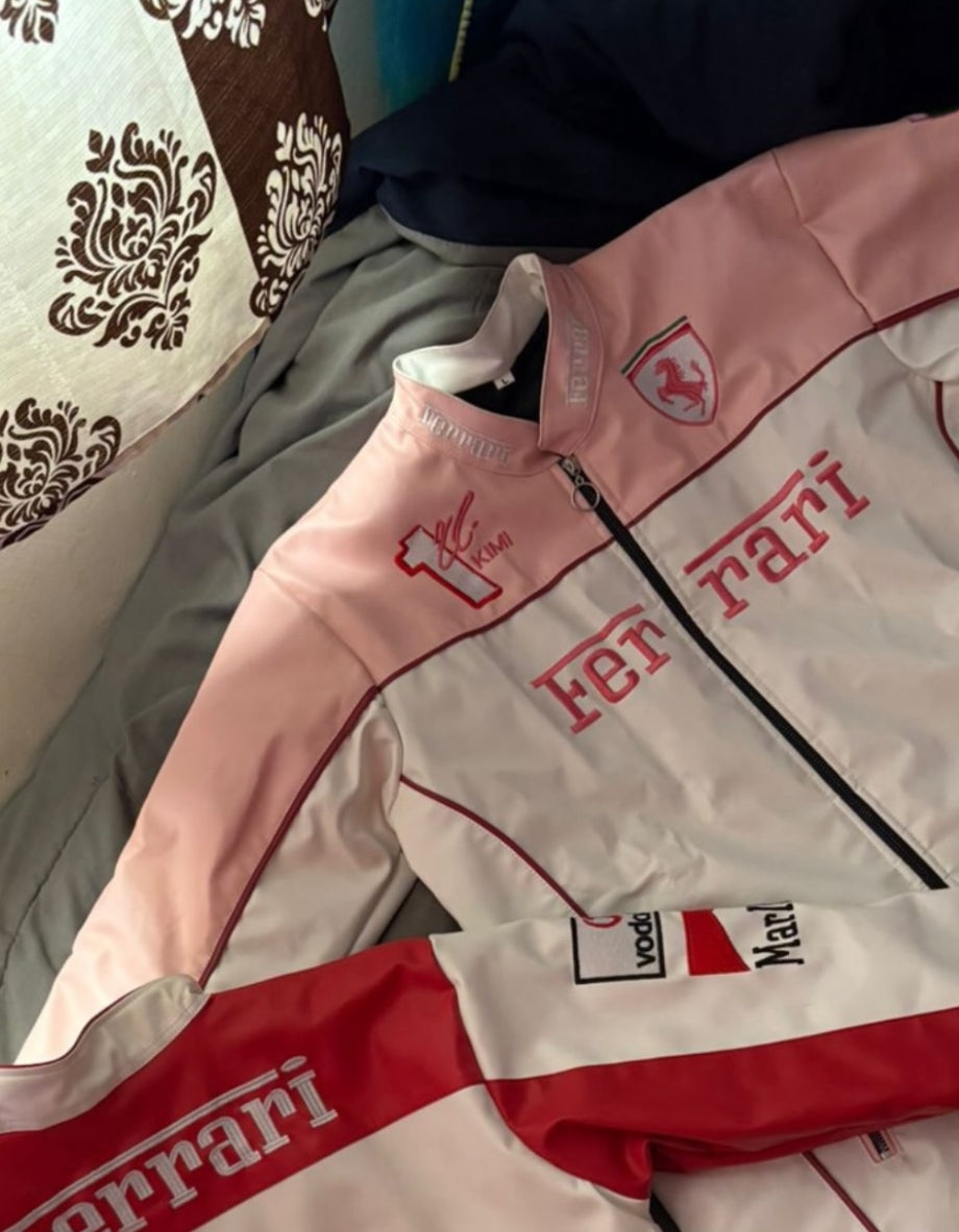 F1 pink Leather Jacket