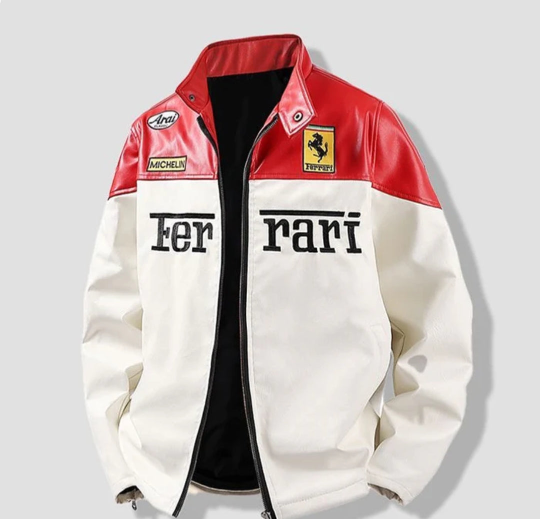 F1 White Special Leather Jacket