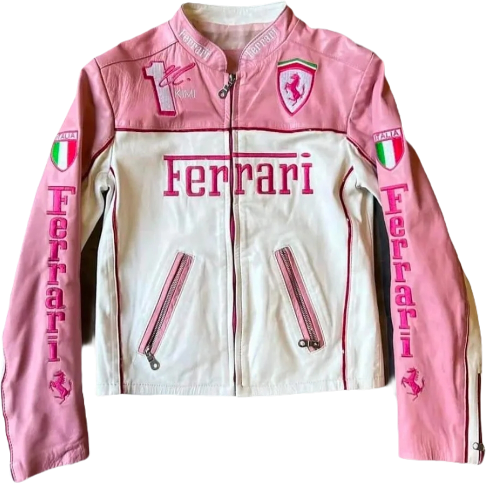 F1 pink Leather Jacket