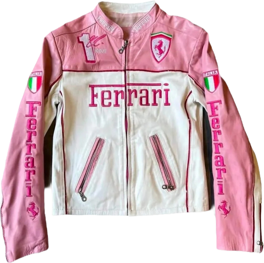 F1 pink Leather Jacket
